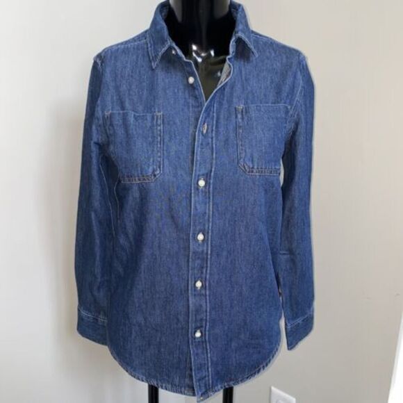 Wrangler Boy's Denim LS Button Down Up Shirt NWT Sz LARGE 10-12 - Picture 1 of 6